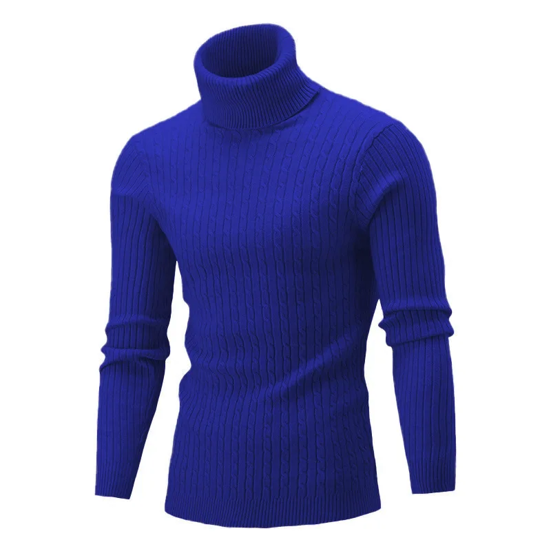 Autumn Winter New Men's Turtleneck Knitted T-shirts Male Slim Fit Solid Color High Neck Sweater Men Long Sleeve Pullover Tops