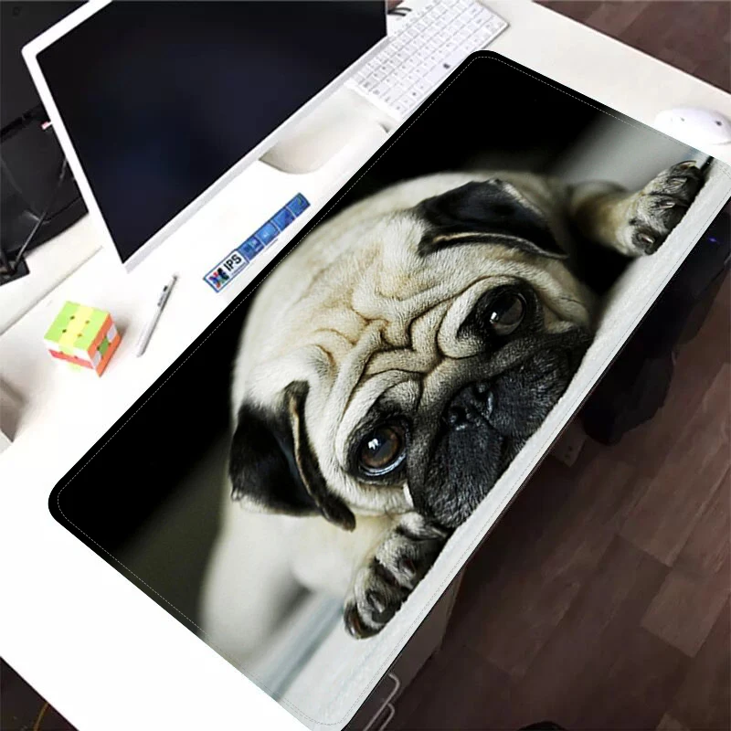 

Dog Pug 80x30cm XL Lockedge Speed Version Game Computer Keyboard Office Table Mat Gaming Mouse Pad Deskpad Home Decor