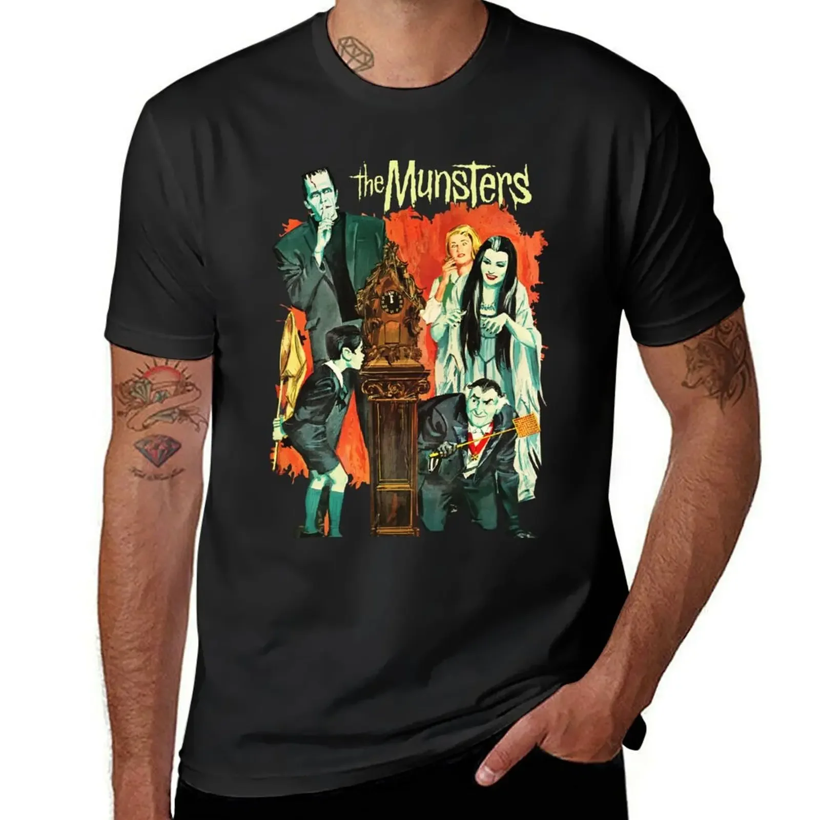 Фото Футболка The Halloween Munsters, летний топ оверсайз, корейская модная забавная футболка для мужчин №1