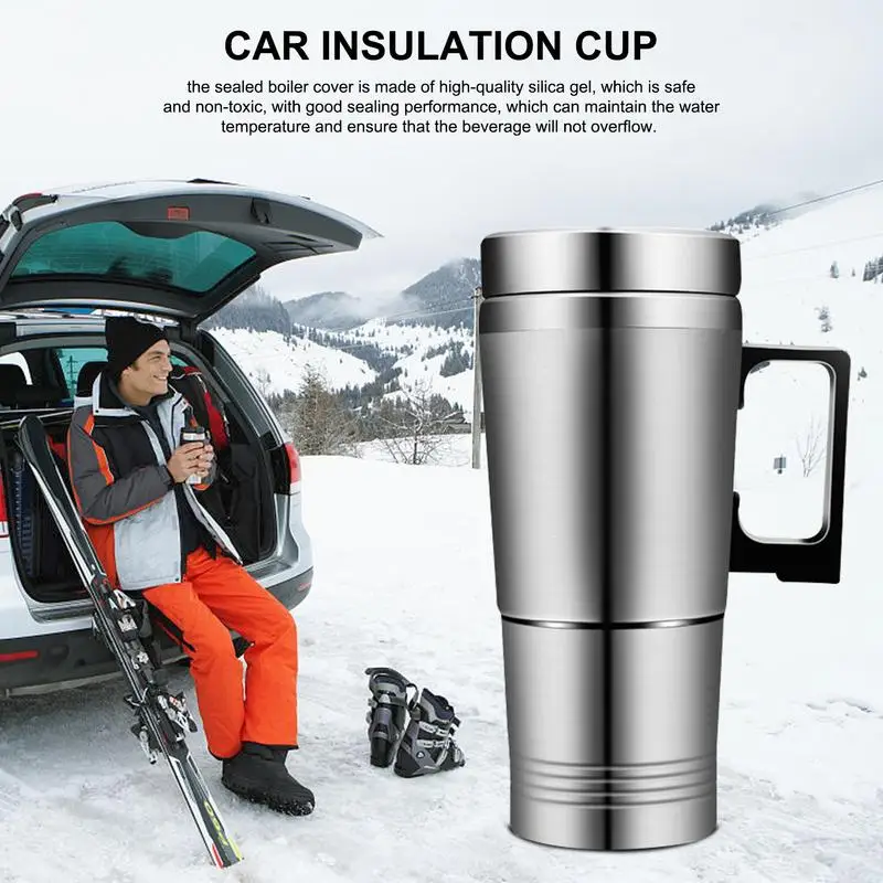 

Car Heating Cup Stainless Steel Auto Water Heater Kettle Travel Coffee Tea Heated Mug Motor Cigarette Lighter Plug