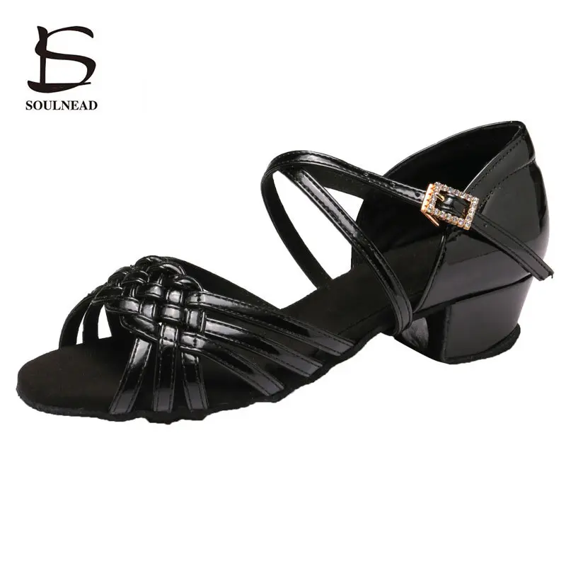 Children Latin Salsa Dance Shoes Women Ballroom Dance Shoes White Pink Heel 3cm Soft Sole Kids Girls Modern Tango Dancing Shoes