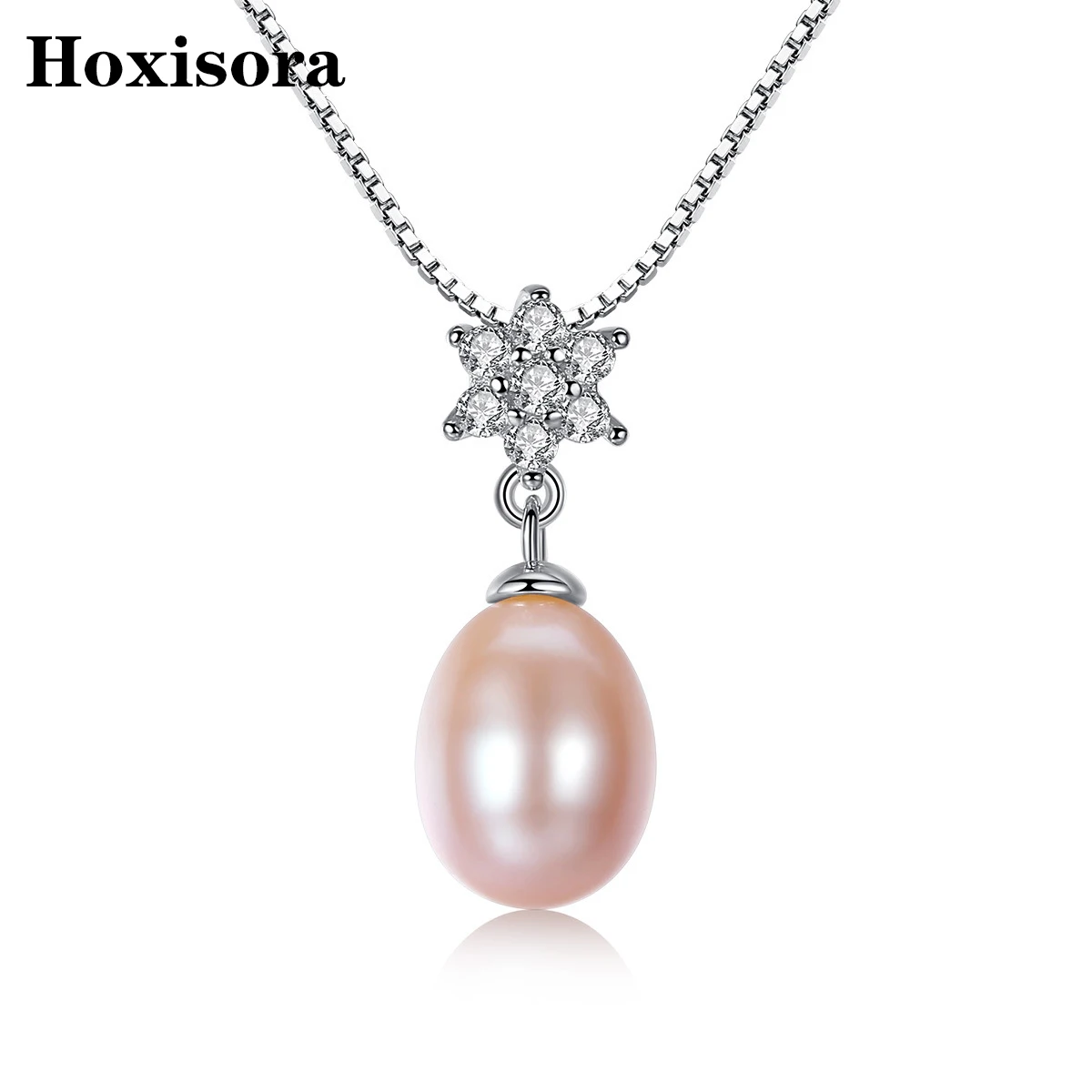 

Hoxisora S925 Sterling Silver Freshwater Pearl Necklace Set with AAA Zircon Flower Pendant Dinner Anniversary Wholesale