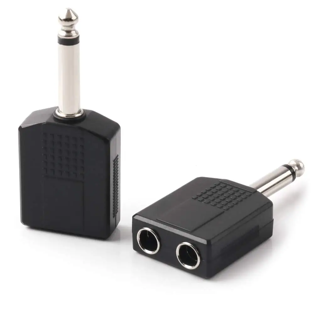 

1/4" Stereo Audio Jack Plug Adapter Single Male to Female 6.35mm Dual Mono Stereo Jack Headphone Microphone Y Splitter Converter