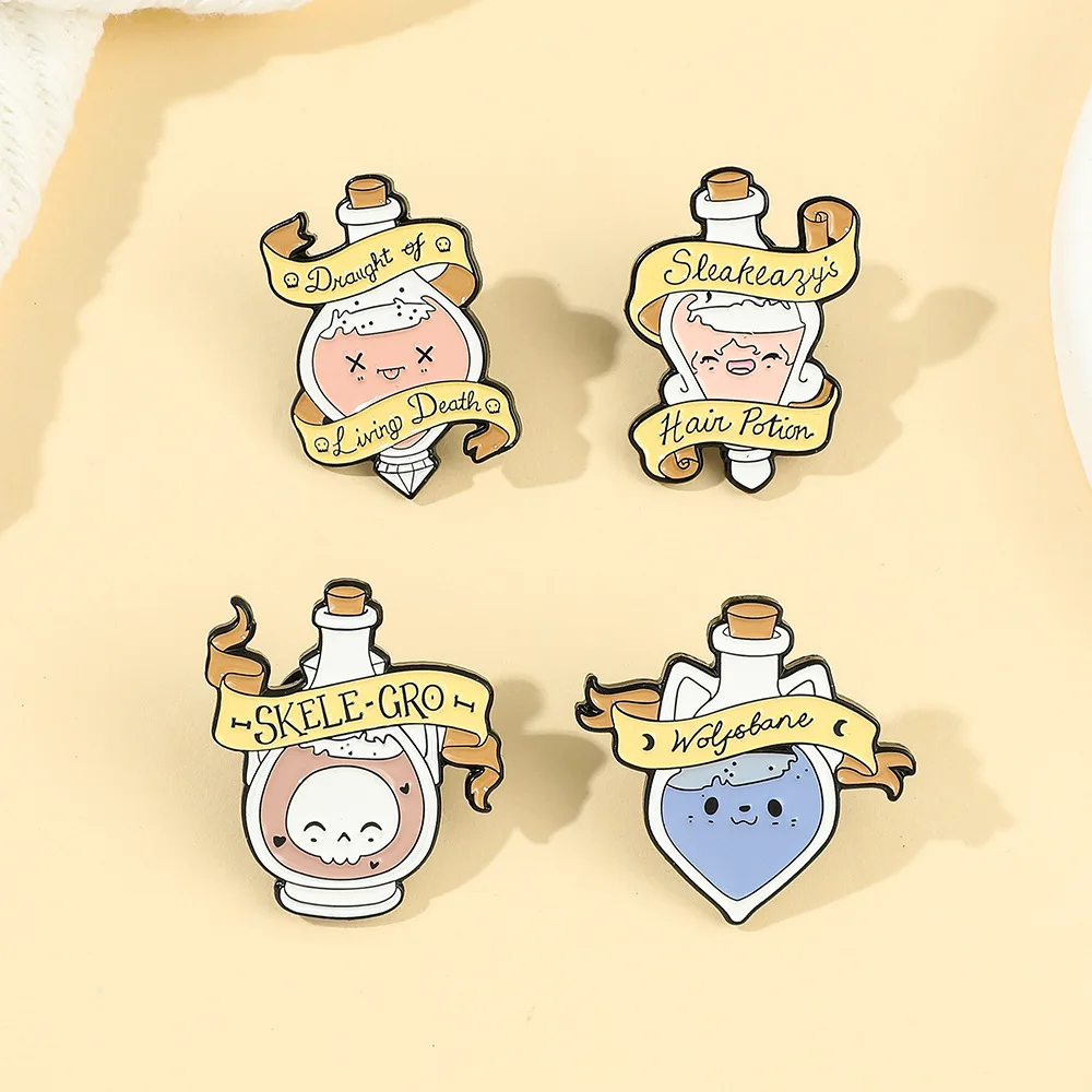 

Волшебный флакон с английскими буквами, эмалированная Шпилька, значки на лацкан, ювелирные изделия, подарок, забавный, милый, модный, детский