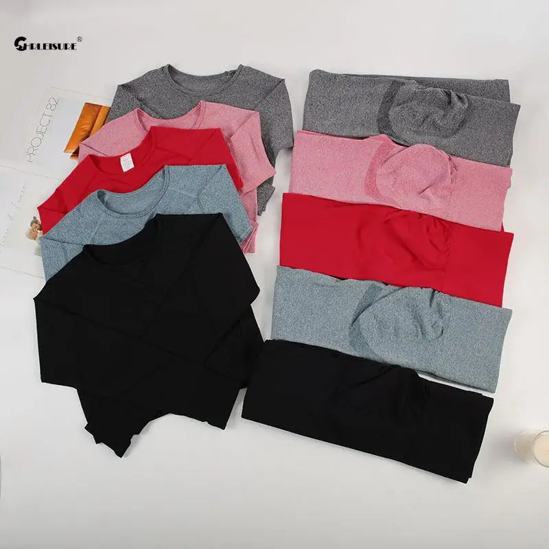 CHRLEISURE 2/3 шт бесшовный Набор для йоги женские спортивные костюмы с длинным рукавом