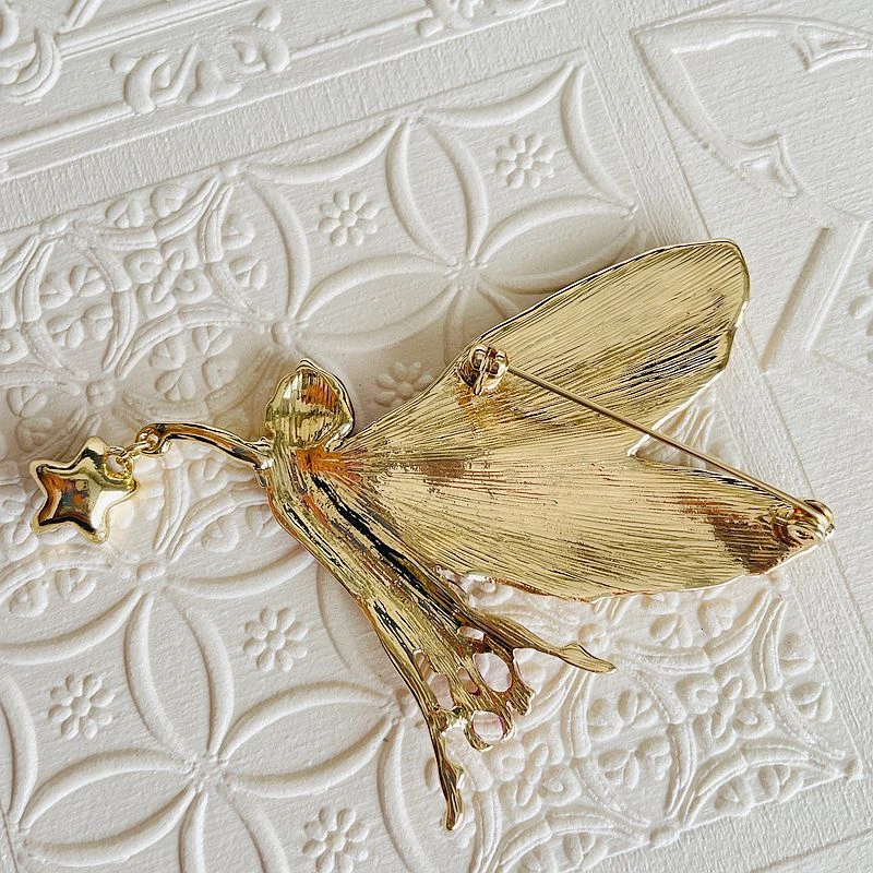 Женская Винтажная брошь в виде ангела и эльфа с градиентными крыльями |