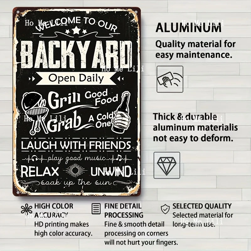 Металлическая табличка &quotWelcome To Our Backyard Grill&quot