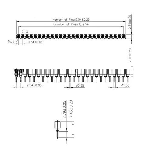 Liludin 2.54mm Pin Header, 40-контактный, 5 пар