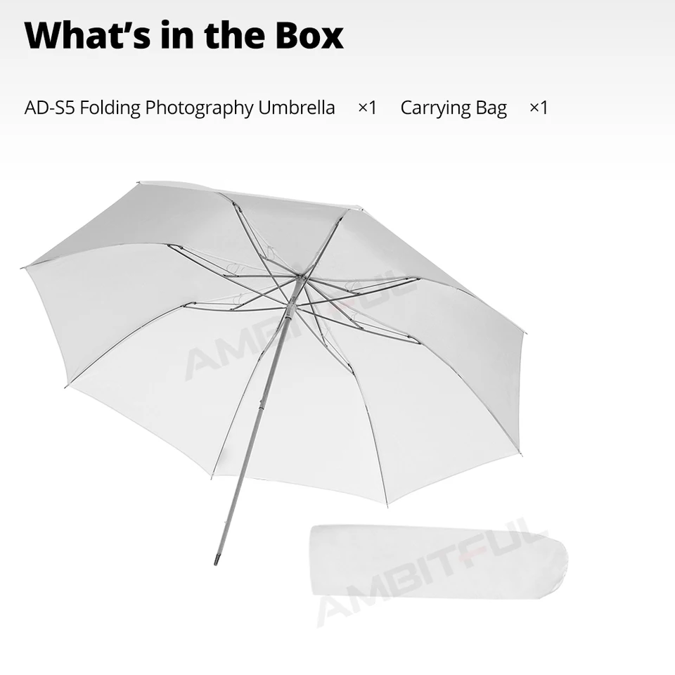 Godox AD-S5 37 94 см складной мягкий отражатель зонт для Godox Witstro AD180 AD360 вспышка Speedlite белый (art.: 3920cf8a436fb) - 3920cf8a436fb