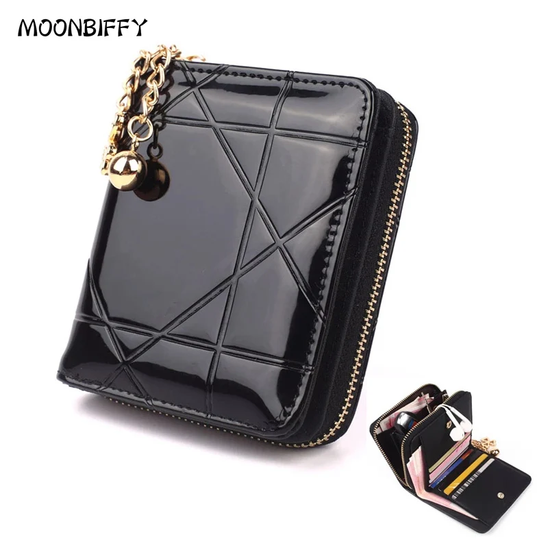

Hot Coin Purse Short 3 Folding Small Wallet Women Credit Card Holder Case Lady Patent Leather Case Money Bag Cute Wallet Purse