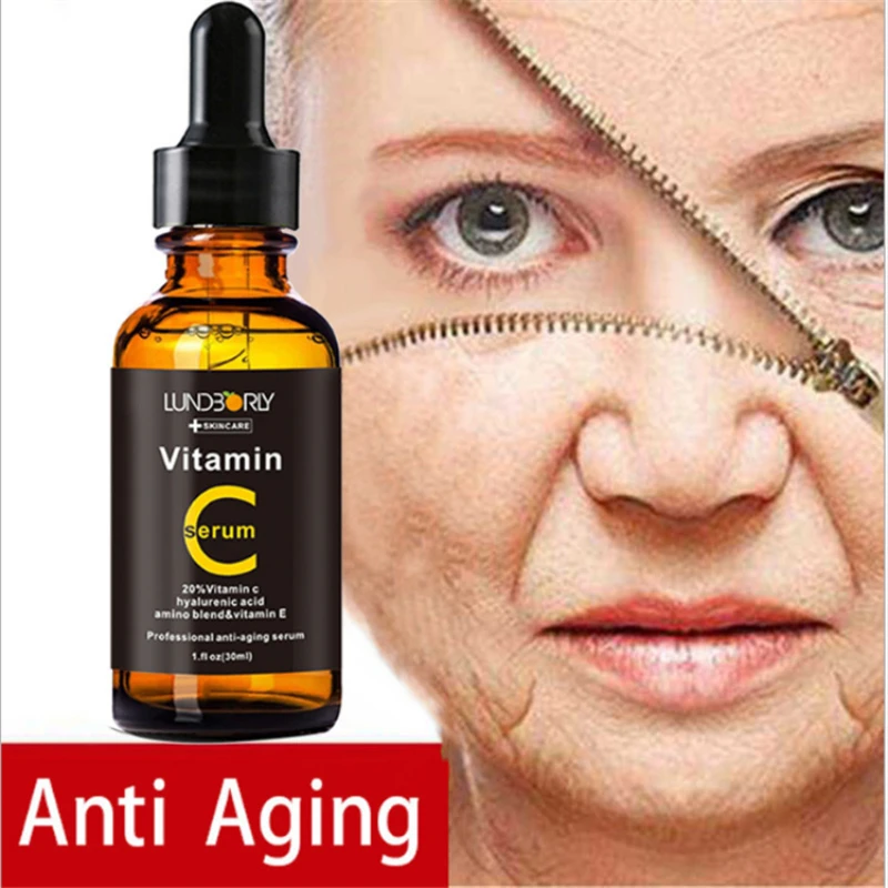 30ml Vitamin C Stock Moisturizing Improving Dullness Brightening Skin Tone Facial Serum Moisturizing Gloss Free Shipping