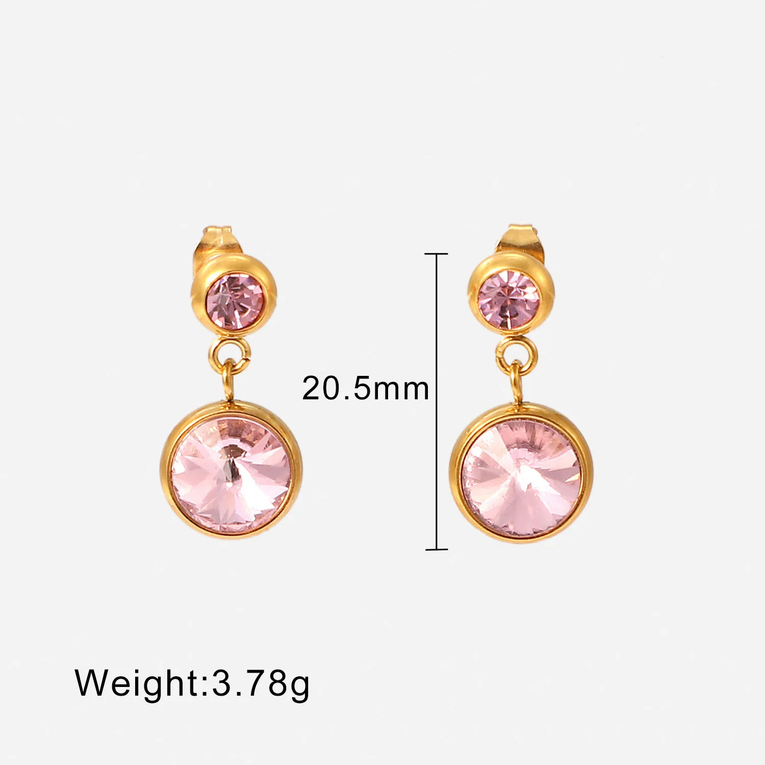Stainless Steel PVD 18K Gold Plated Tarnish Waterproof Colorful Crystal Dropping Earrings For Woman Jewelry Wholesale Trendy