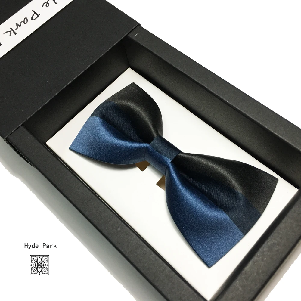 Hand-made wedding Groom best man high quality dark blue brown cravat tie high quality business office bow tie