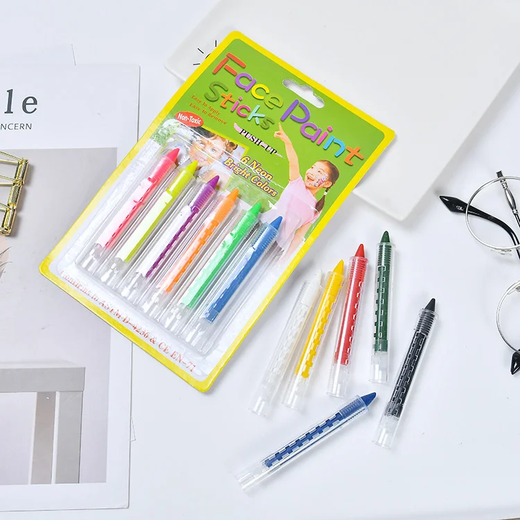 6 шт. красочная ручка для нанесения макияжа на тело и лицо детская Акварельная