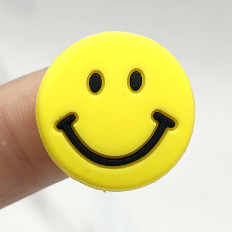 Yellow Star Smile PVC Shoe Charm Sandals Accessories Funny Diy Shoe Buckle Decoration Flower Fit Pins Croc Charms JIBZ Kid Gift