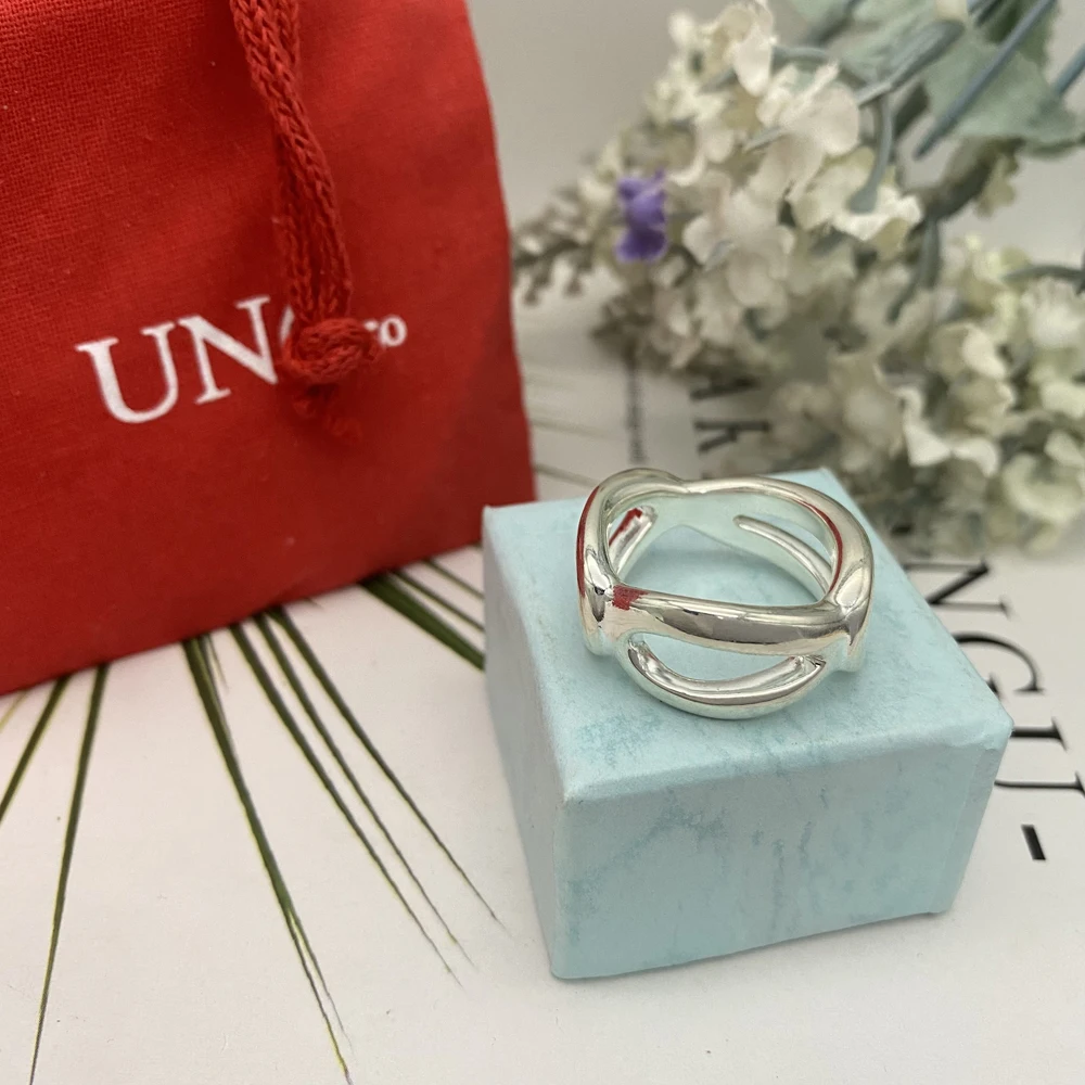 

Кольцо универсальное женское из серебра 2023 пробы, с двойным кольцом неправильной формы, подходит для путешествий и свиданий, UNO DE 50