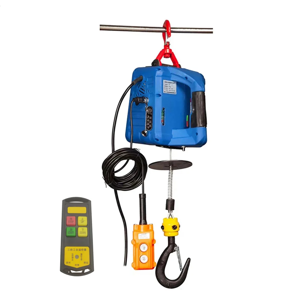 Upgrade Electric hoist Portable electric hand winch traction block electric steel wire rope lifting hoist towing rope 220V/110V