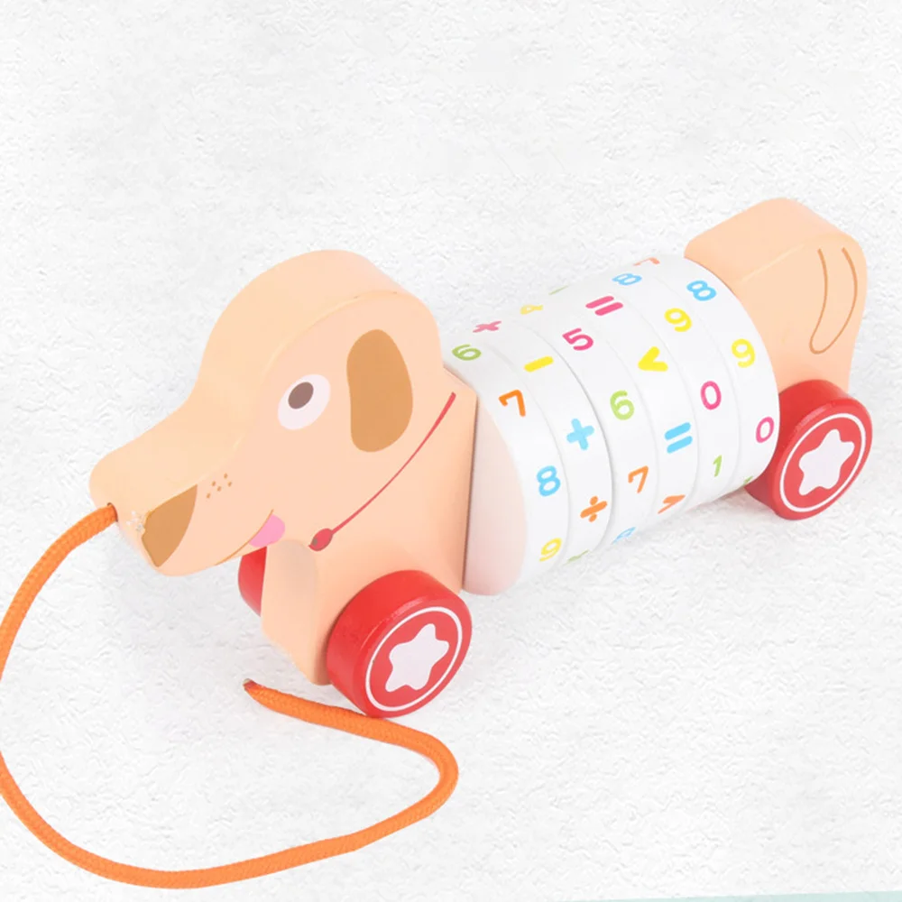 

Wooden Pull Along Car Shape Cartoon Animals Car Kids Intelligence Educational Gift for Kids Early Education Toy AN88