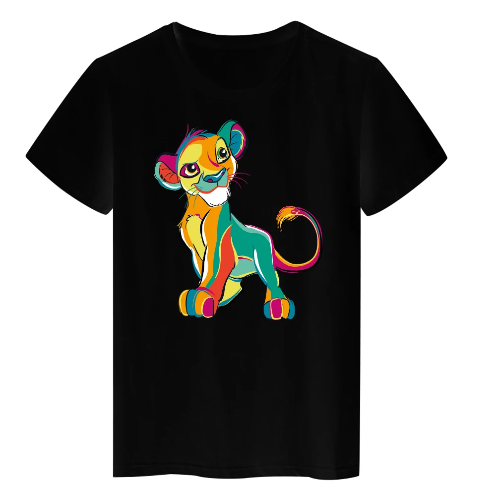 

Disney Simba Pop Style T-shirt 2022 New Hipster Harajuku Ropa Mujer Lion King Short Sleeve Black Tops Edgy Tee Dropshipping