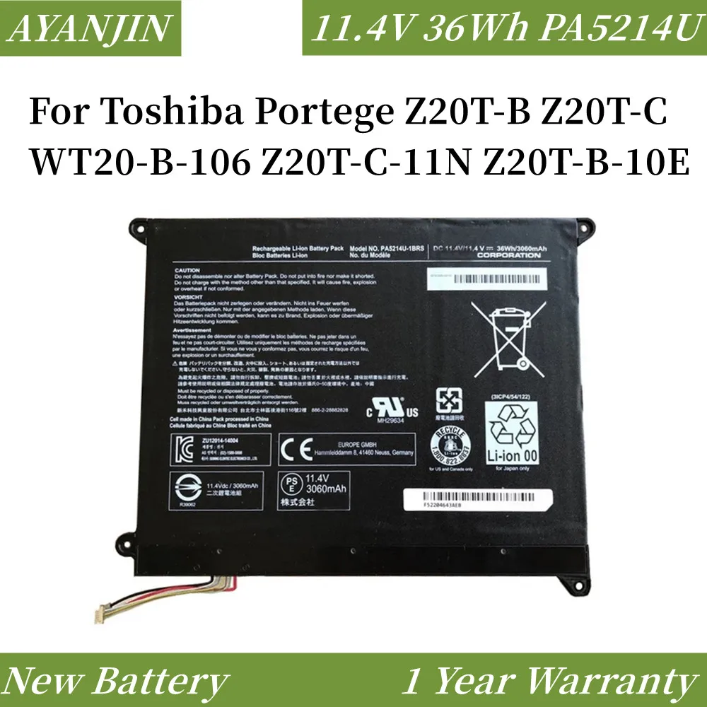 Фото PA5214U-1BRS PA5214U 11,4 В 36 Втч аккумулятор для ноутбука Toshiba Portege Z20T-B Z20T-C WT20-B №1