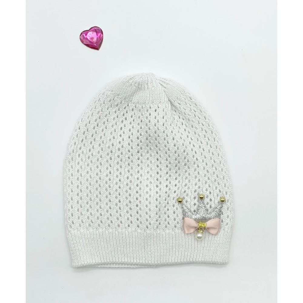 Детская панама / шапка летняя для девочки Корона на белом |