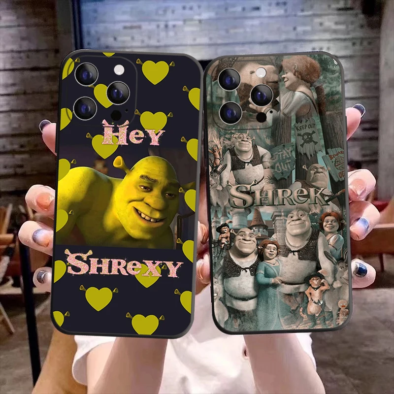 

Cartoon Moive Shrek Coon Luxury Anti-fall Soft Black Phone Case For iPhone 13 Mini 11 12 13 Pro XS Max X XR 6 6s 7 8 Plus Cover