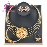 ym fashion jewelry crystal wedding bridal jewelry sets for women bride bracelet ring earring necklace party wedding accessories