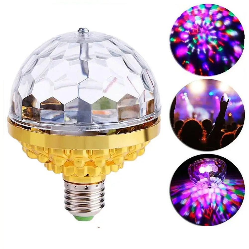 

E27 Crystal Magic Ball Light Colorful Rotating Stage Rgb Led Bulb For Home Christmas Party Nightclubs Bars Reception Rooms