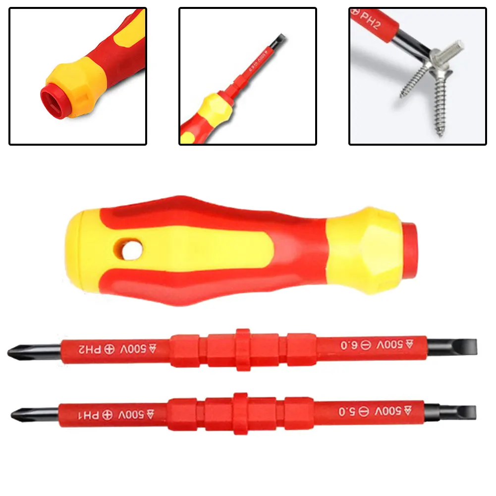 

3 In 1 Insulated Screwdriver Set PH1/PH2 Multi-Purpose Screwdriver Electricians Slotted Cross Screwdriver Bit Tools Kit Set