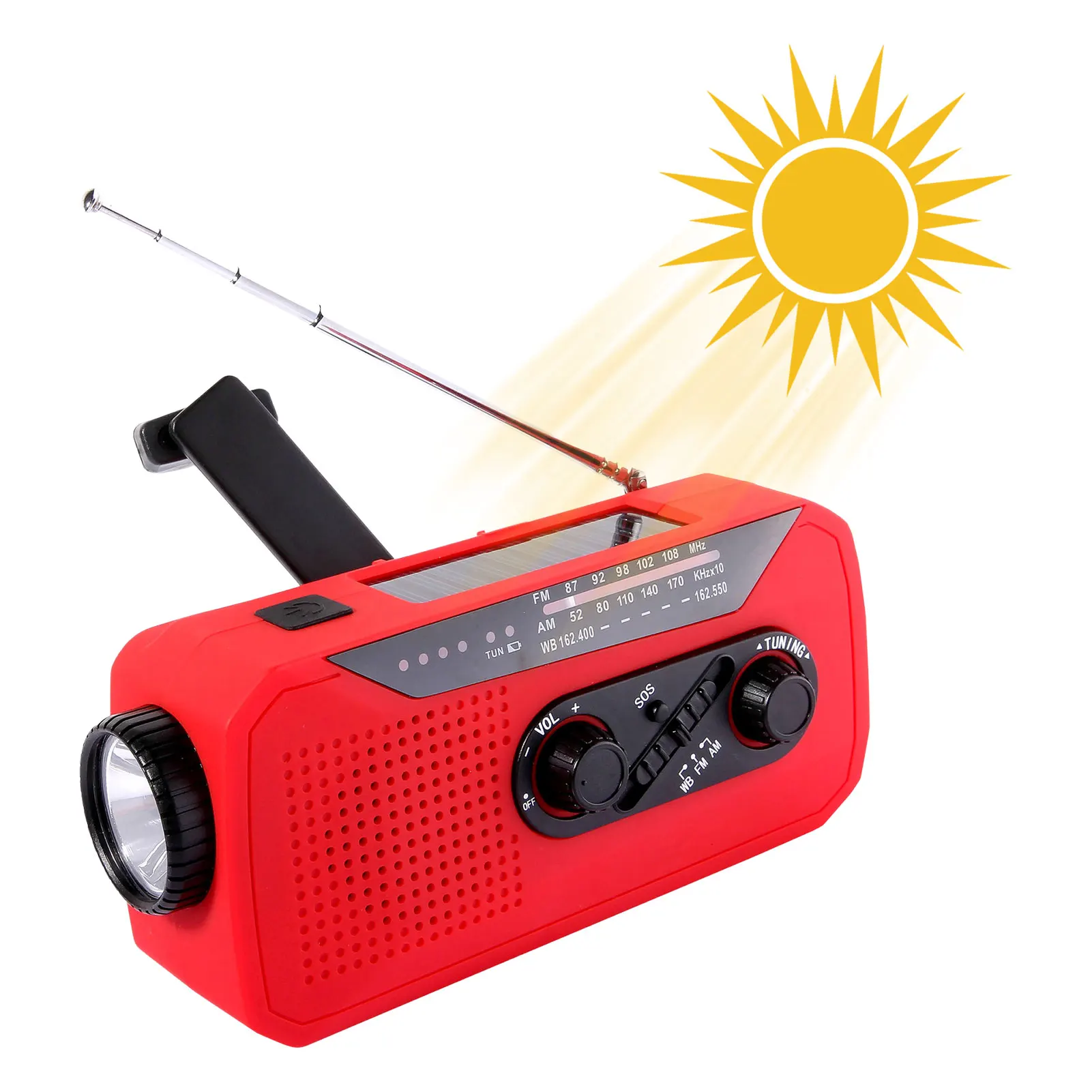 

NOAA Weather Radio Weather Radio Disaster Preparedness Equipment Charged By Solar Power USB Port Home Outdoor FM AM NOAA Weather