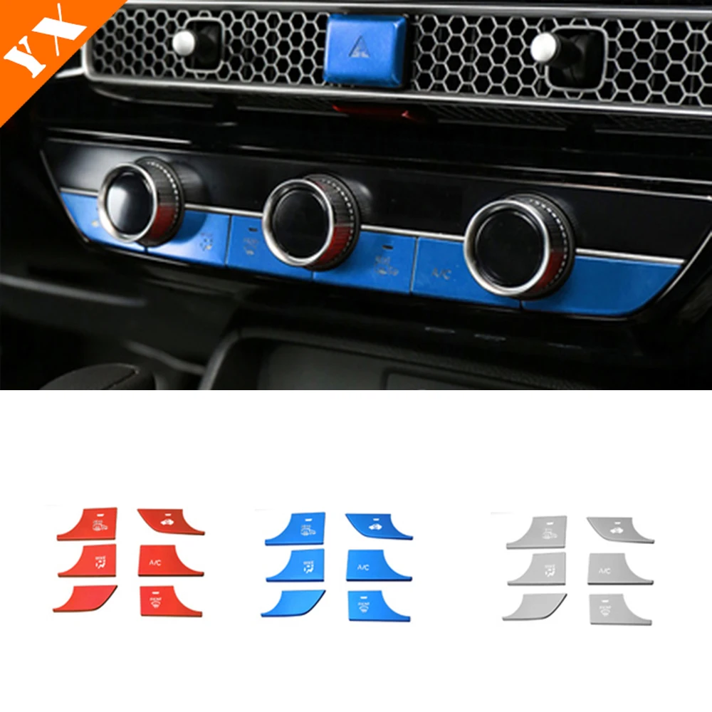 

Алюминиевая синяя отделка для автомобильного Центрального управления, кнопка переключения кондиционера, наклейка, крышка для Honda 11-го поко...