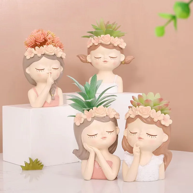 

Creative Home Desktop Gardening Small Flower Pot Balcony Landscape Meaty Flower Pot Girl Cute Girl Fairy Small Flower Pot