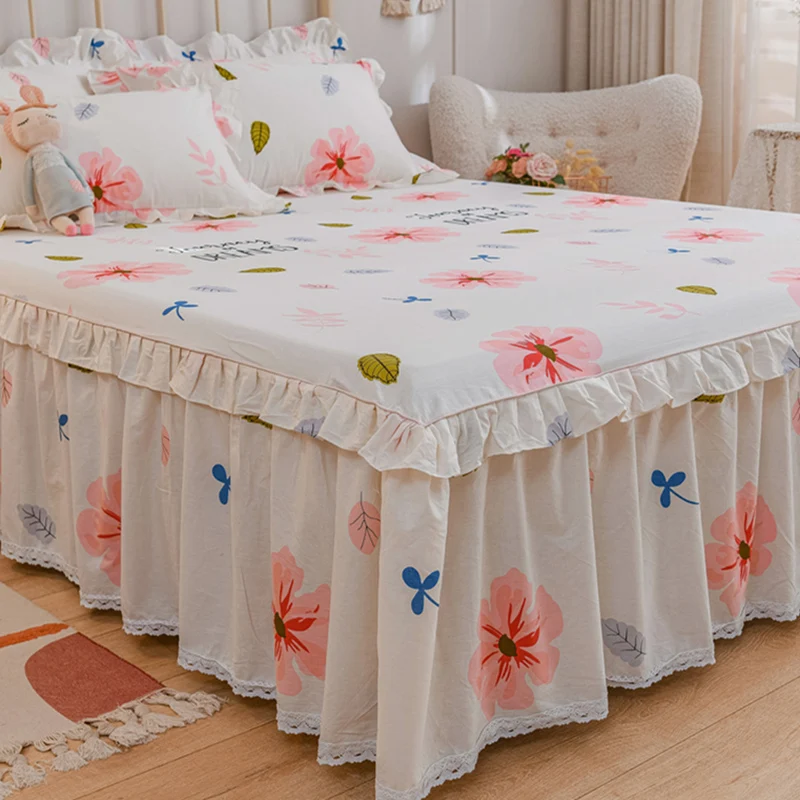 Pure Cotton Bed Skirt Bedspread New B Single Sheet Fitted Cover