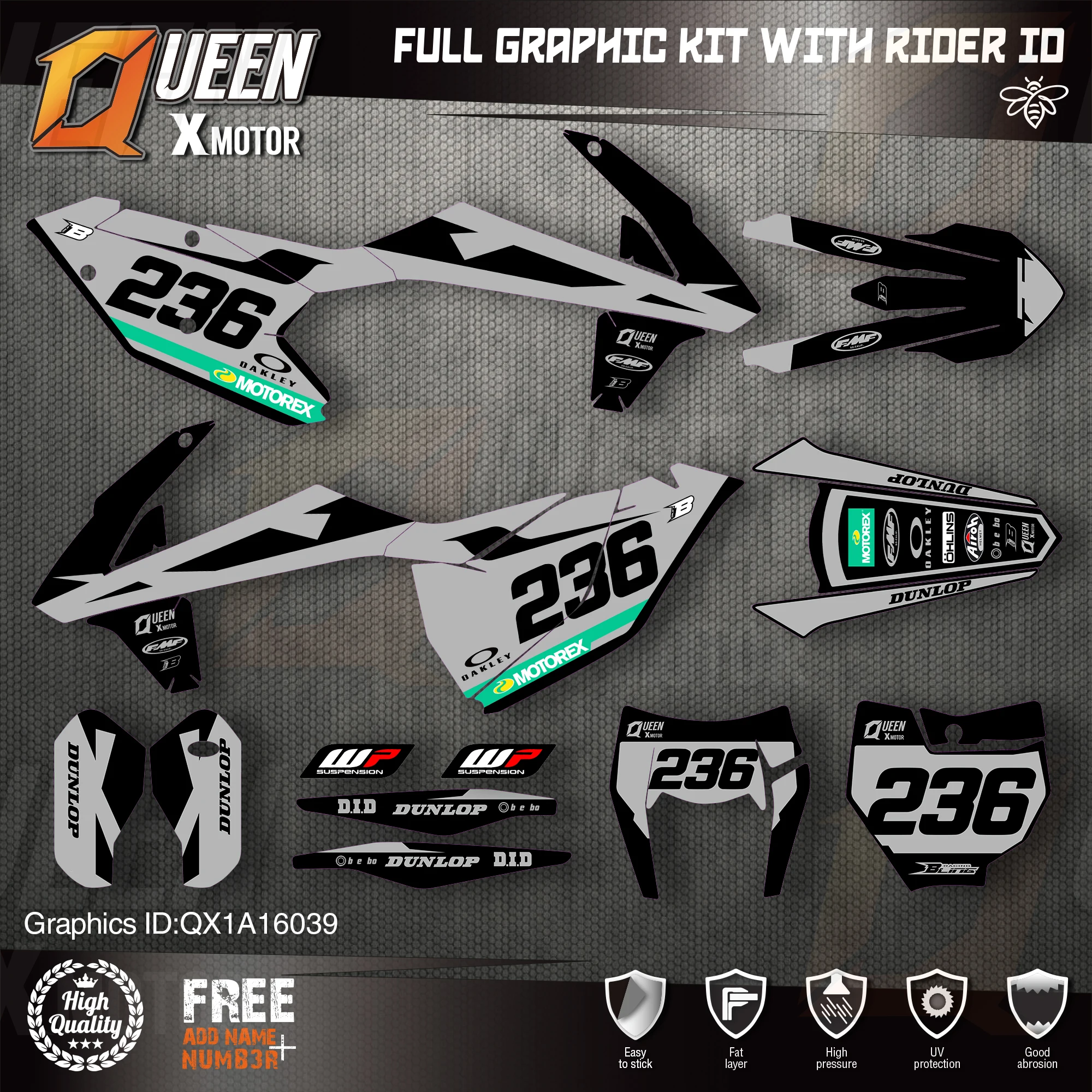 QUEEN X MOTOR Custom Team Graphics Decals Stickers Kit For KTM 2016 2017 2018 SX SXF , 2017 2018 2019 EXC XC-W EXC-F 039