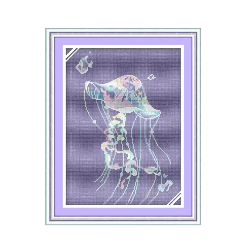 

Joy Sunday Sea Animals Pattern Cross Stitch Kits DIY Hand Embroidery 14CT 11CT Count Printed Canvas Fabric Sewing Set Home Deco