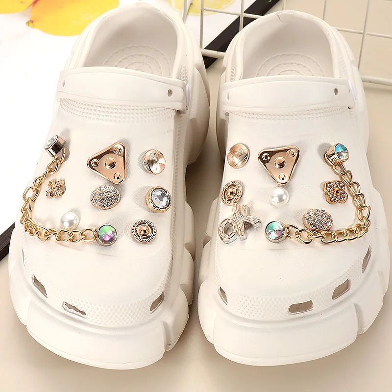 Pearl Set Kit Croc Shoes Charms Diamond Jewel Garden Shoes Accessories Jibz For Croc Clogs Shoe Decorations DIY Party Child Gift
