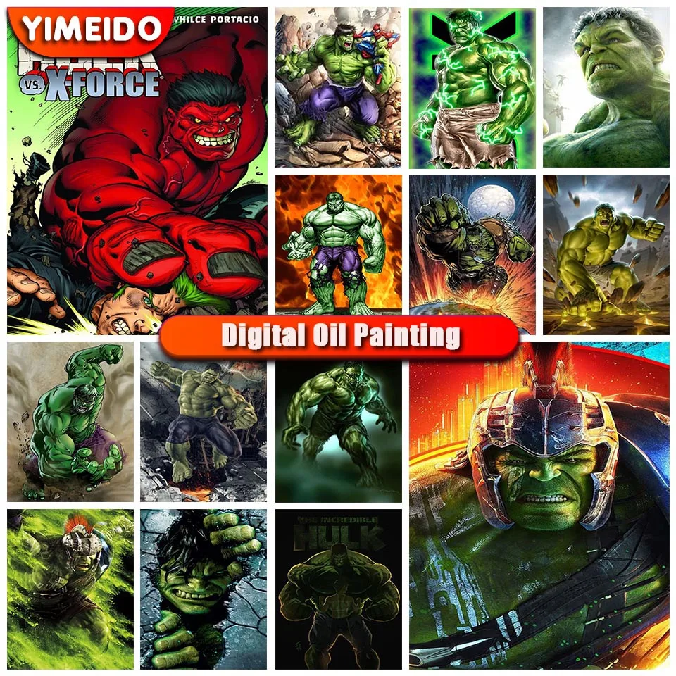 

Disney Paint By Numbers Marvel Hulk DIY Oil Painting By Number Picture Canvas Drawing cartoon for Children Handpainted Gift