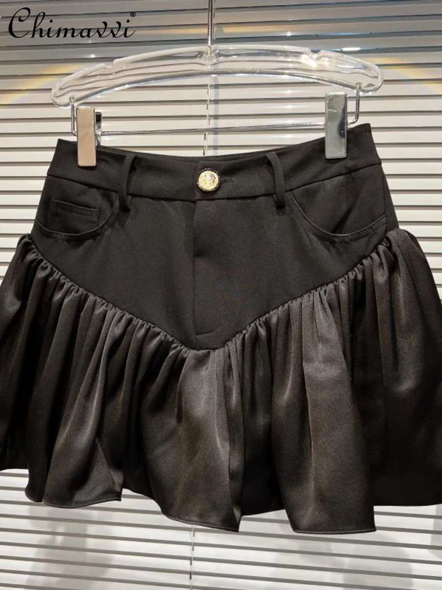 

Женская юбка с завышенной талией, трапециевидная юбка с металлической пряжкой в стиле пэчворк, облегающая юбка-подходящая ко всему, лето 2022