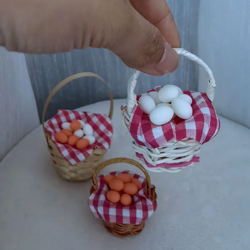 1 Набор миниатюрная корзина для кукольного домика в красную клетку рамка кухни