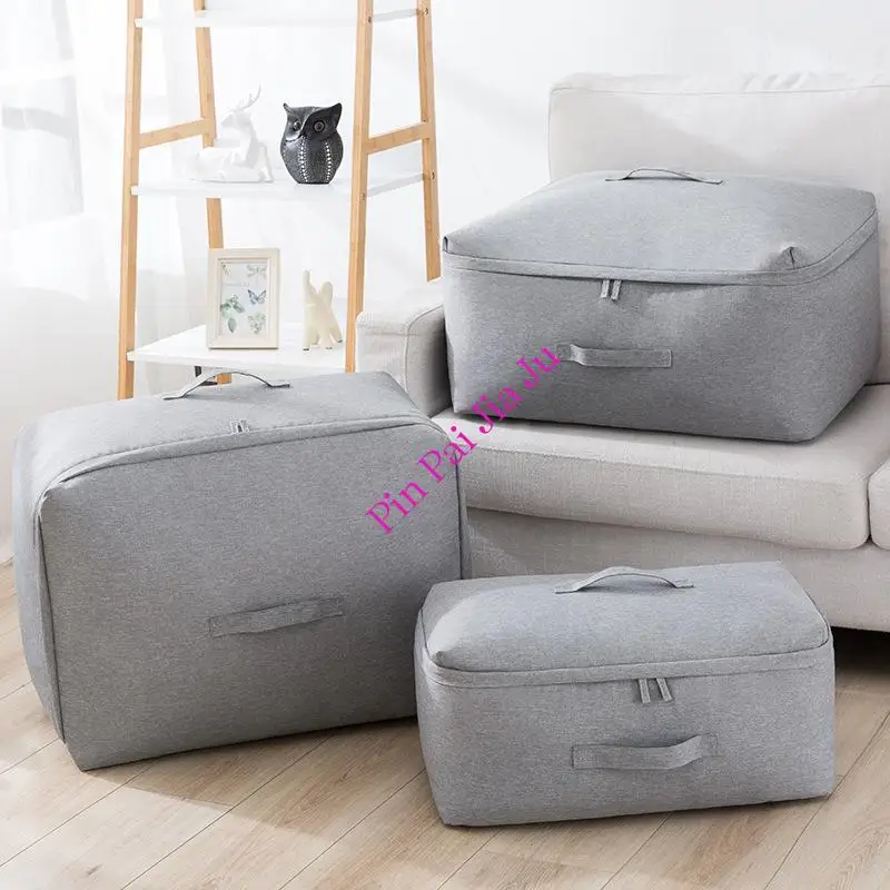 

Bedding Item Storage Bag Travel Handle Bag Foldable Cloth Storage Bag Household Closet Organizer Pillow Box 1 Piece Plain Color