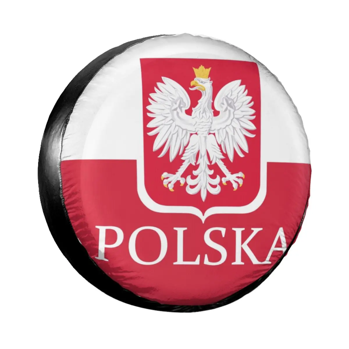 

Patriotic Polish Polska Flag Spare Tire Cover Case Bag Pouch Coat of Arms Wheel Covers for Jeep Hummer 14" 15" 16" 17" Inch