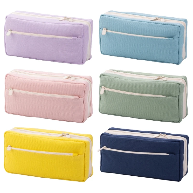 

HXBE Big Capacity Pen Zipper Pen Holder Pouch Portable Pen Bag Canvas Pencil Bag