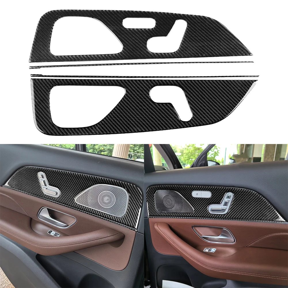 Фото Для Mercedes-Benz W167 GLE 300 350 400 450 2019-2024 автомобильные аксессуары из настоящего углеродного волокна, комплект подъема шасси переключения передач, наклейка на отделку №2