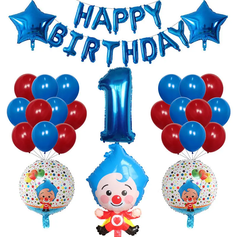 

39Pcs Cartoon Clown Birthday Balloons Set Plim Air Globo Children Birth Day Party Decorations Kid Toy Gift Baby Shower Supplies