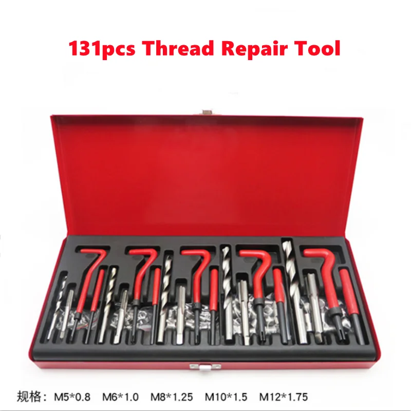 

131 Thread Repair Kit M3 M4 M5 M6 M8 M10 M12 M14 Screw Thread Inserts For Restoring Damaged Threads Repair Tools Drill Bit