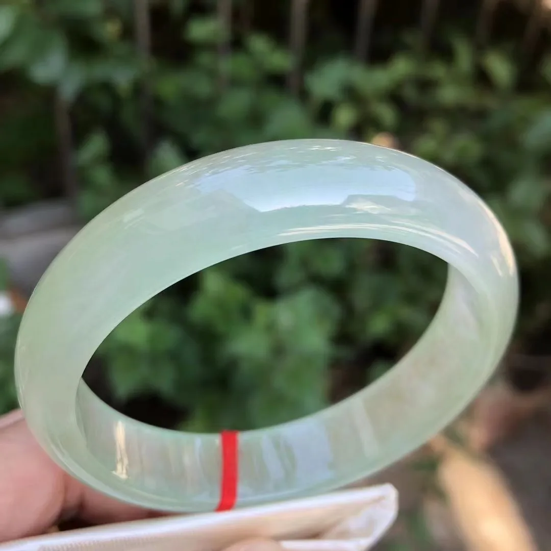 

Natural Myanmar jadeite bangle flat bar real jadeite bangle natural green jade stone for woman temperament bracelets 59mm 991