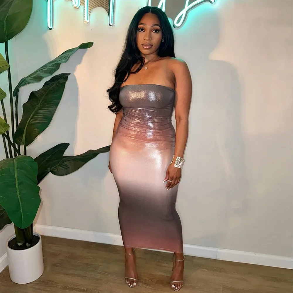 Новое поступление лета 2024 платье без рукавов с открытой спиной и градиентом