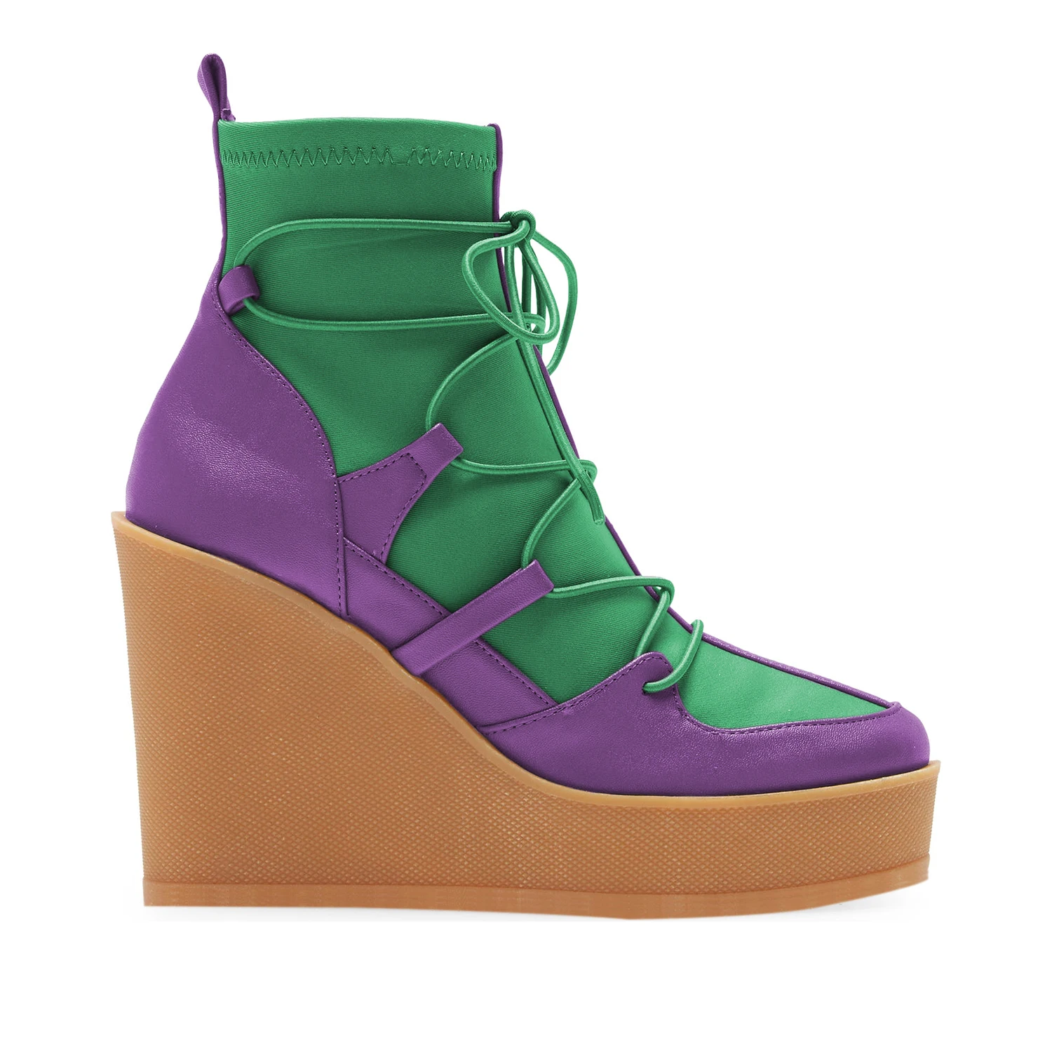 Mixed Colors Platform High Wedges Heels Lace Up Women Ankle Boots Round Toe Booties Ladies Winter Party Shoes Large Size 41 42