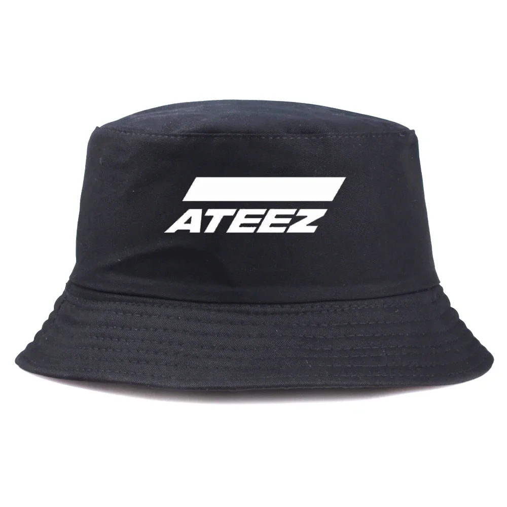 Ateez Bucket Hats Versatile Harajuku Vintage Funny Breathable Cartoon Stylish Outdoor Cute Streetwear Fisherman Fishing Caps Hat