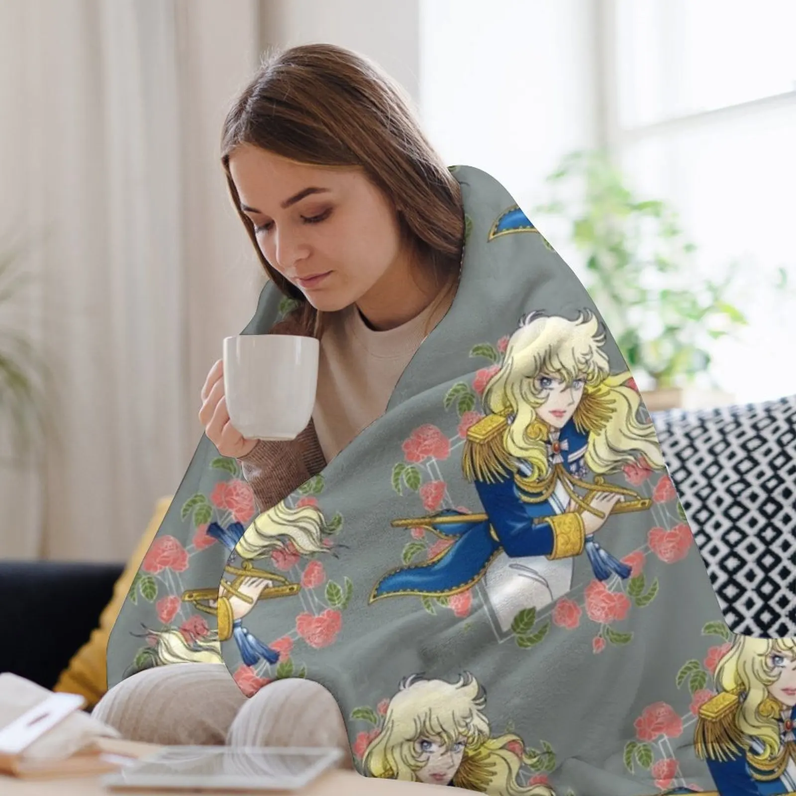 Оскар Fran?ois de Jarjayes (Синяя редактирование. 2021) Плед Тетры теплые зимние Одеяла Retros